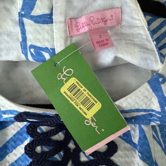 LILLY PULITZER Dress‎ 2 Annabelle Bay Blue Yacht Sea Racerback Seersucker NWT - Picture 11 of 15
